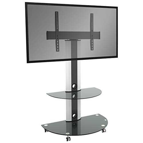 RICOO Soporte TV con Ruedas Base pie Giratorio Televisión 30-65' (76-165cm) FS0502 Pedestal Suelo Televisor LED/LCD/Curvo VESA 300x200-600x400