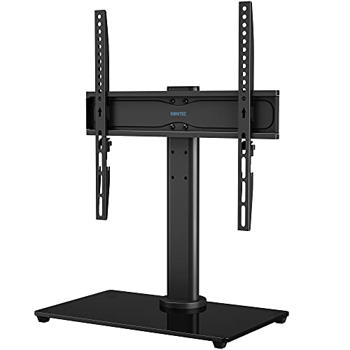 BONTEC Soporte TV Pie Universal para Pantalla de 26-55 Pulgadas de LED/LCD/Plasma/Curva/Plana, Soporte Pie TV con Solo Toque Giratorio y Ajuste de Altura, hasta 40kg, Máx. VESA 400x400 mm