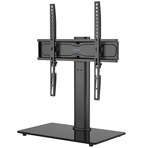 BONTEC Soporte TV Pie para Pantallas de 26-55 Pulgadas LED/LCD/Plasma/Curva/Plana, Soporte Pie TV con Gestión de Cables, Soporte Mesa TV Giratorio & Altura Ajustable hasta 45 kg, Máx. VESA 400x400 mm