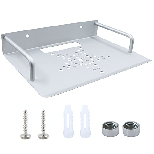 Estantería Pared Bandeja Para Routers - Estante De Almacenamiento de Aluminio Plateado de Montaje En Pared, Colocación Horizontal en la Pared, Ventilado Para Servidores, Estante Red Pequeño, 23x16cm