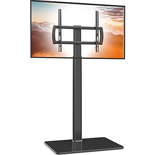 Soporte TV Pie, Mueble Soporte TV Suelo con Giratorio de 80°y Altura Ajustable, Poco Espacio para TV, LCD, LED, OLED de 27 a 60 Pulgadas, VESA MAX de 400X400 mm