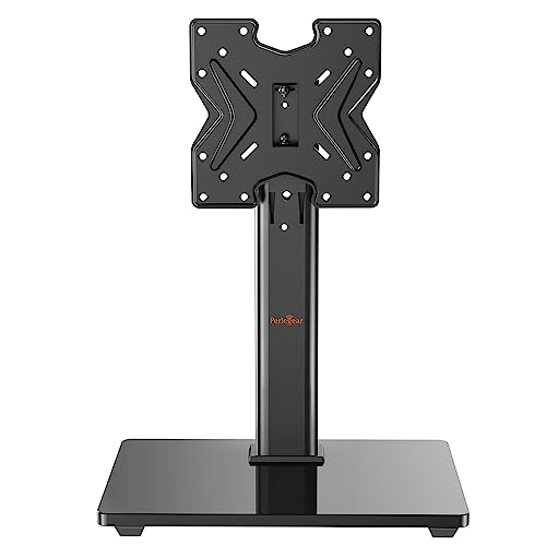 Perlegear Soporte Giratorio Universal para TV, Soporte de Mesa para televisores/Monitores/PC de 19-43 Pulgadas, Soporte de TV Ajustable en Altura con Base de Vidrio Templado, VESA máximo de 200x200mm