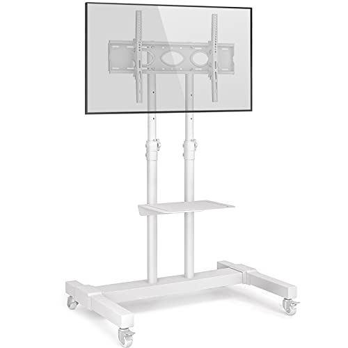 Soporte TV Ruedas Suelo Móvil - Rfiver Soporte TV Pie Blanco para 32-80 Pulgadas Television - Soportes Smart Televisor Monitor Inclinable Altura Ajustable Movil | MAX 50 KG Vesa 600x400 mm