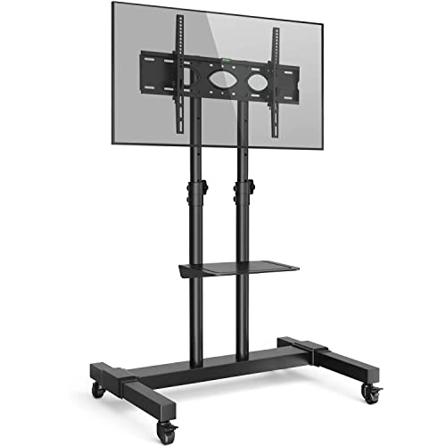 RFIVER Soporte TV Pie Ruedas para Television de 32 43 50 55 65 75 80 Pulgadas - Tele Televisor Soportes Pie Inclinable - Soporte TV Suelo Altura Ajustable Movil | MAX Vesa 600x400mm 50 KG