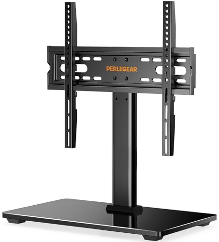 PERLEGEAR Soporte TV Pie para Pantallas de 26-60 Pulgadas LCD/LED/OLED/Plasma/Curva, de Mesa Universal con Giratorio y Altura Ajustable, hasta 40kg, Máx VESA 400x400 mm