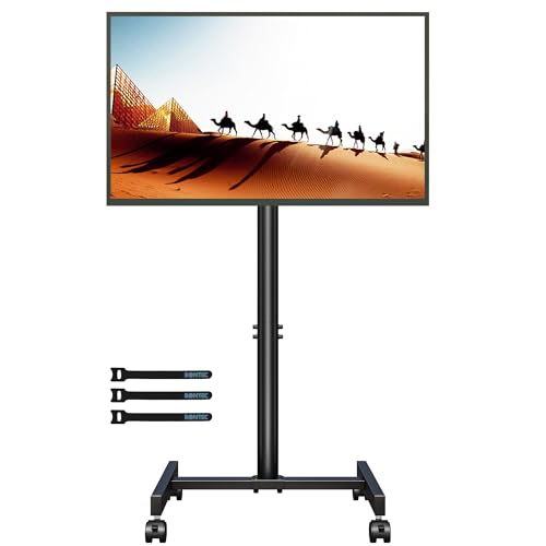 BONTEC Soporte TV Ruedas para Televisores Planos Curvos de 13 a 42 Pulgadas, Soporte Suelo TV con 4 Ruedas, de Altura Ajustable de hasta 20 kg, Máx. VESA 200X200mm