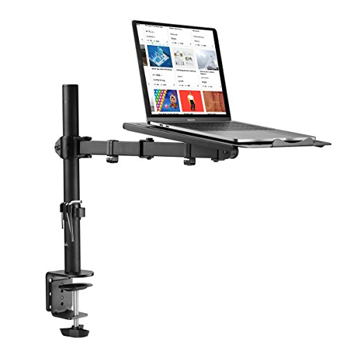 Suptek Soporte para Monitor con Bandeja para Computadora Portátil, Brazo Monitor para 13-27 Pulgadas PC y hasta de 15,6 Pulgadas Portatil Ordenador, hasta 10kgs, Giro y Rotación - MD6421TP004