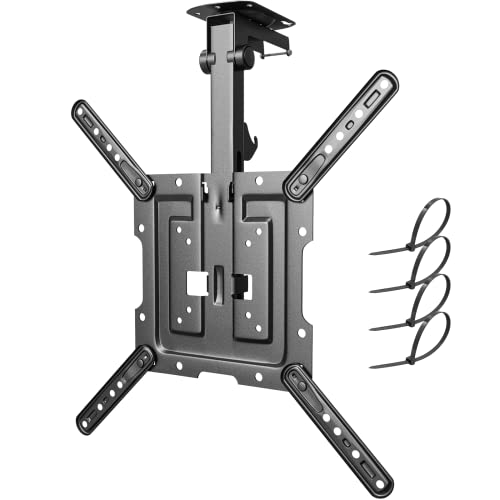 PUTORSEN Plegable Soporte TV Techo, Soporte Giratorio para TV para Pantalla de 23 a 55 Pulgadas, Soporte para TV para Techo Plano y Techo Inclinado, Soporte Techo TV hasta 20kg con MAX VESA 400x400mm