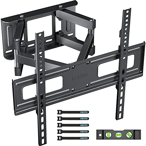 BONTEC Soporte TV Pared para Pantallas Planos y Curvos de 23-70 Pulgadas, Soporte Pared TV Inclinable y Giratorio, con Doble Brazo de Movimiento Completo, MAX VESA 400x400mm